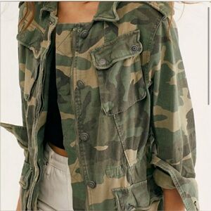 Free People Not Your Brother’s Surplus Camo Camouflage Cargo Military Jacket